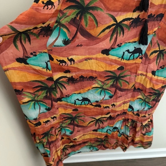 Chufy Anthropologie Made in India Orange Camel Desert Oasis Kaftan Maxi Dress - Picture 12 of 16